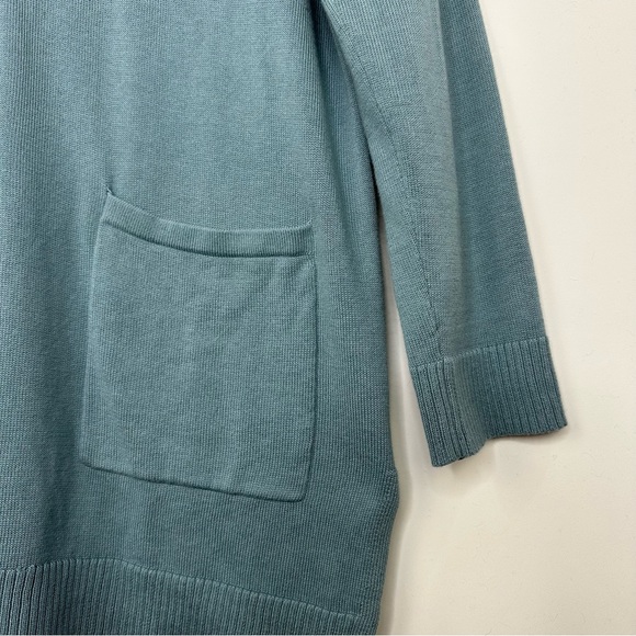 J. Jill Blue Sage Button Front Patch Pocket Long Cardigan Sweater Sz M NEW! - Picture 4 of 10